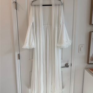 Elegant White Sheer Long Robe